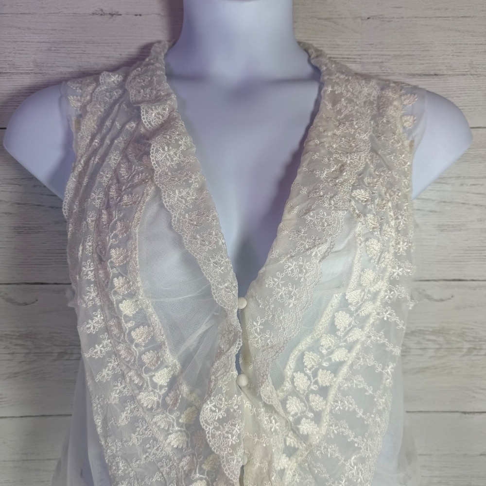 Intimately Free People Ivory Lace Bodysuit Sheer Ruffle Medium Coquette boho - Picture 6 of 12